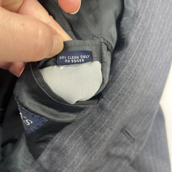 Brooks Brothers 346 Mens Dark Gray Pinstripe Wool Suit Jacket Sport Coat 44L - Picture 6 of 16